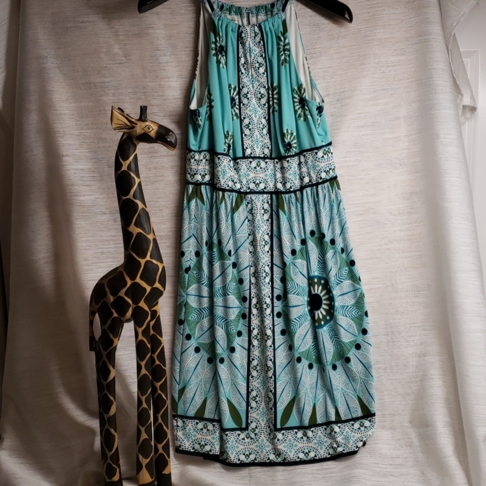 Dressbarn Geometric Pattern High Neck Dress